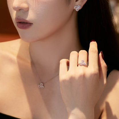 [LORA]Ornate Flower Shape Pear Cut Lover Earrings