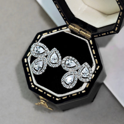 [LORA]Ornate Flower Shape Pear Cut Lover Earrings