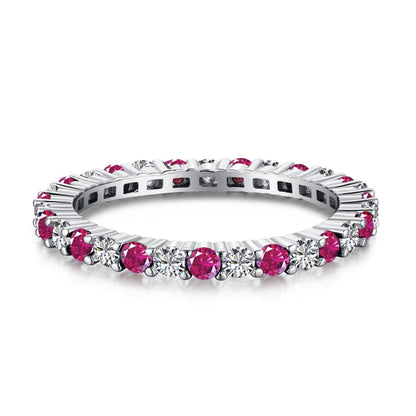 [LORA]Exquisite Colorful Round Cut Tennis Ring