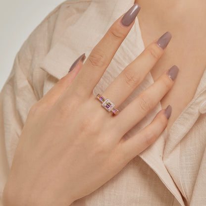 [LORA]Exquisite Colorful Radiant Cut Party Ring