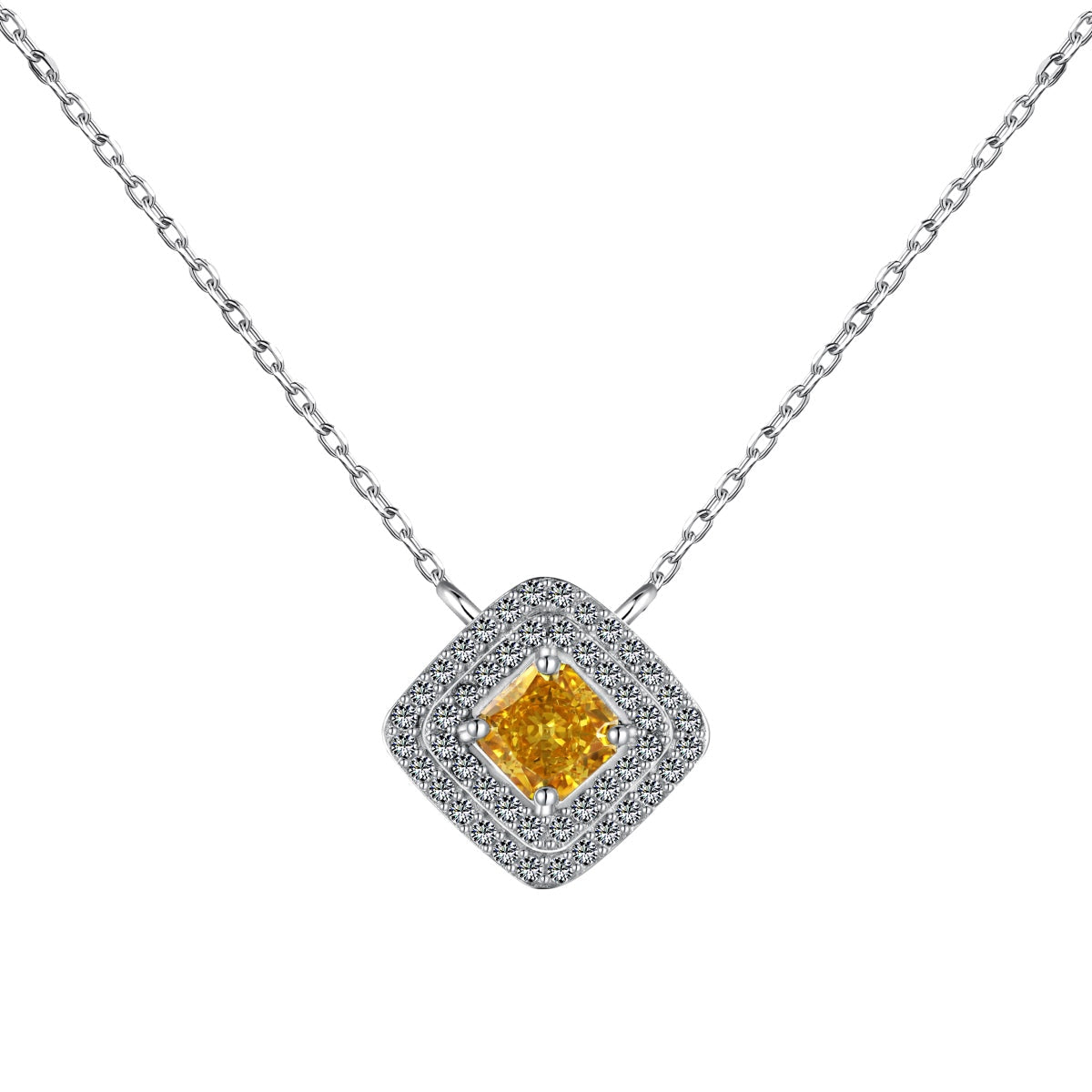 [LORA]Sparkling Asscher Cut Necklace