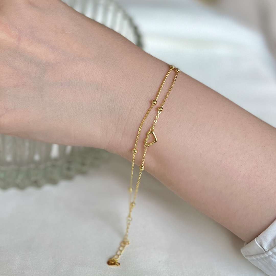 [LORA]Dainty Double Layer Love Heart Bracelet