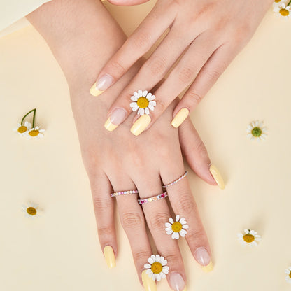 [LORA]Ornate Colorful Round Cut Tennis Ring