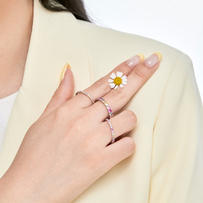[LORA]Ornate Colorful Round Cut Tennis Ring