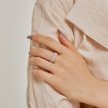 [LORA]Dainty Colorful Radiant Cut Daily Ring