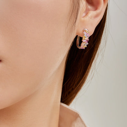 [LORA]Dazzling Colorful Emerald Cut Daily Earrings