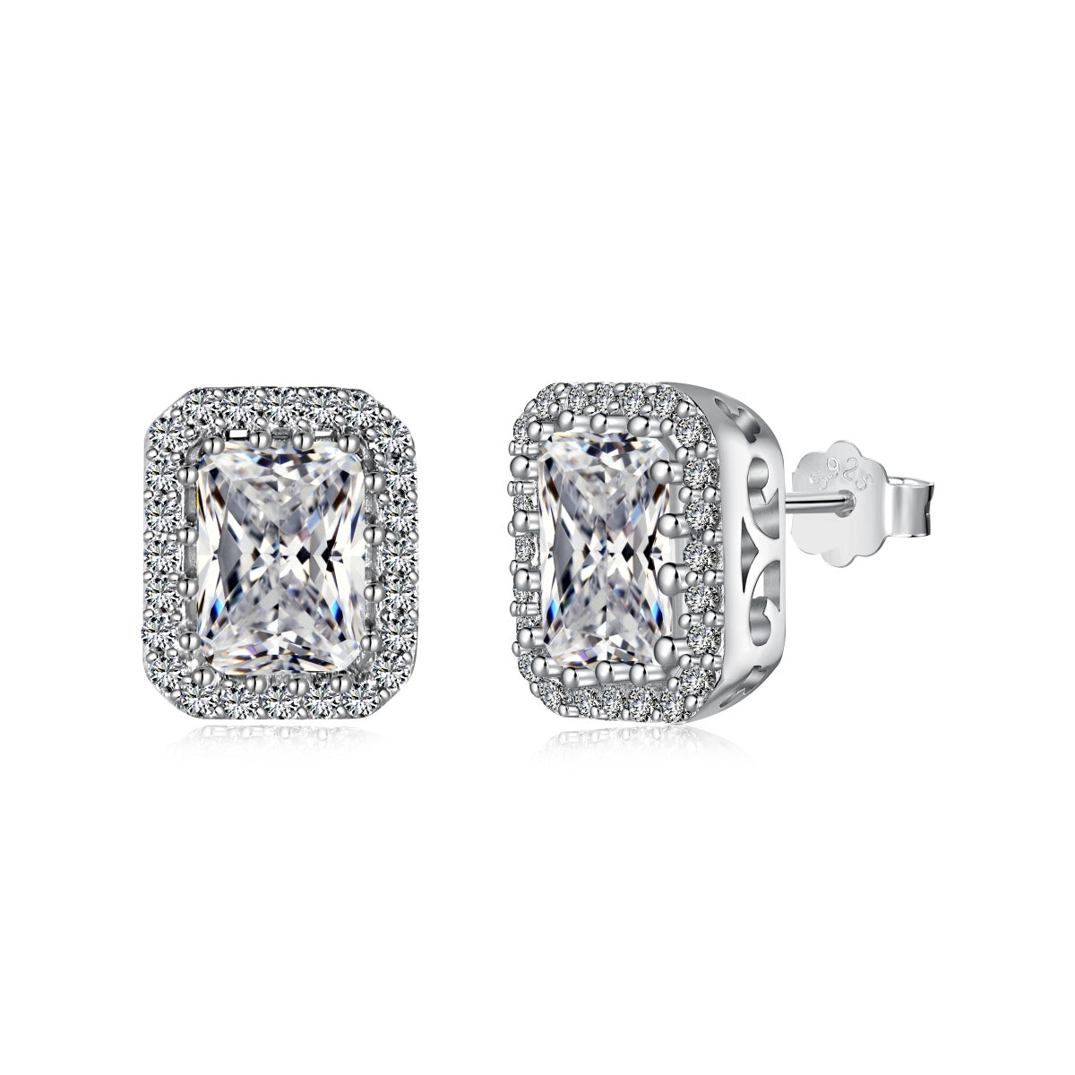 [LORA]1.0 Carat Luxurious Dainty Emerald Cut Daily Earrings