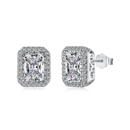 [LORA]1.0 Carat Luxurious Dainty Emerald Cut Daily Earrings