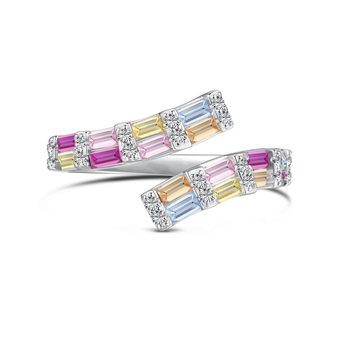 [LORA]Charming Colorful Radiant Cut Adjustable Daily Ring