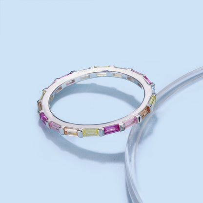[LORA]Exquisite Multicolored Emerald Cut Daily Ring