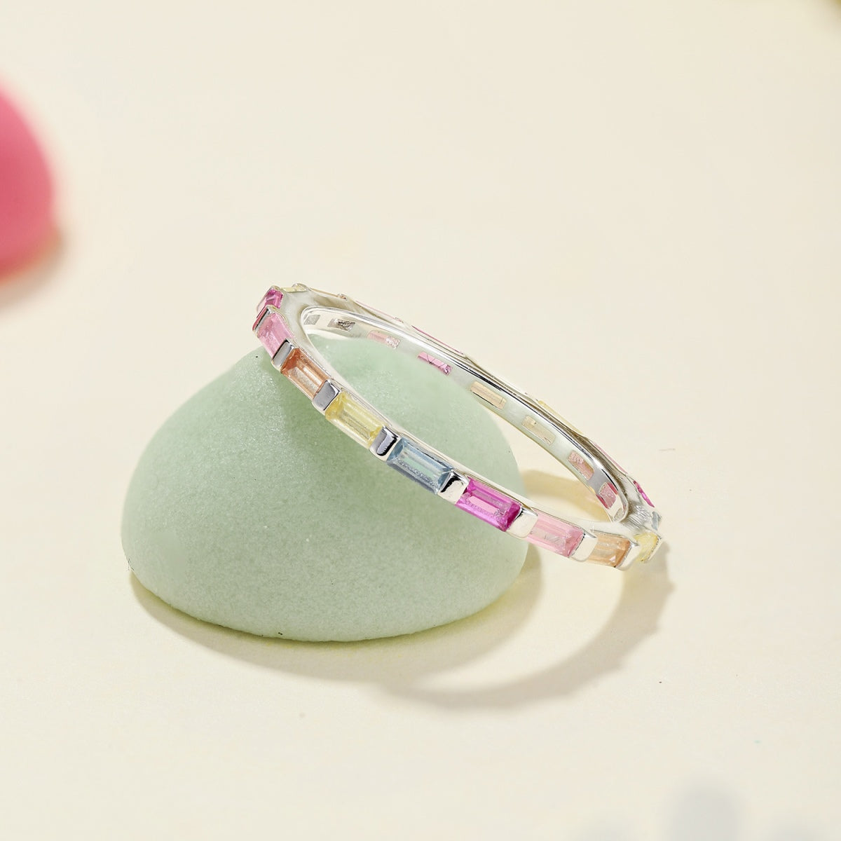 [LORA]Exquisite Multicolored Emerald Cut Daily Ring