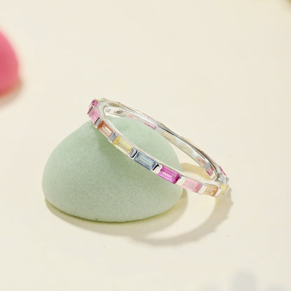 [LORA]Exquisite Multicolored Emerald Cut Daily Ring