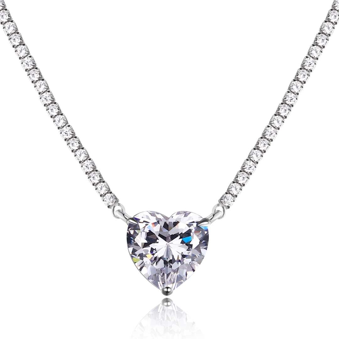[LORA]8.0 Carat Versatile Colorful Sweet Heart-Shaped Tennis Necklace