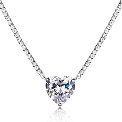 [LORA]8.0 Carat Versatile Colorful Sweet Heart-Shaped Tennis Necklace