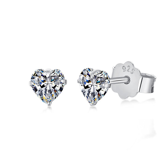[LORA]Sparkling Heart Shaped Simple Earrings