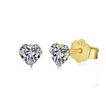 [LORA]Sparkling Heart Shaped Simple Earrings