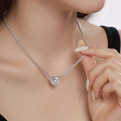 [LORA]8.0 Carat Versatile Colorful Sweet Heart-Shaped Tennis Necklace