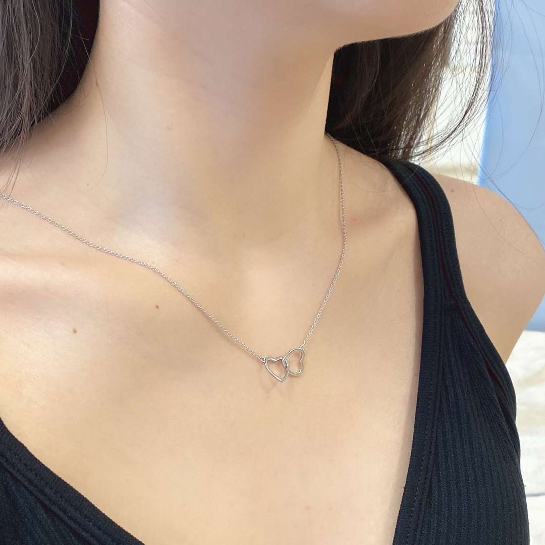 [LORA]Sterling Silver Love Double Ring Necklace