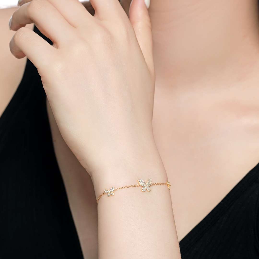 [LORA]Delicate Butterfly Pendant Bracelet