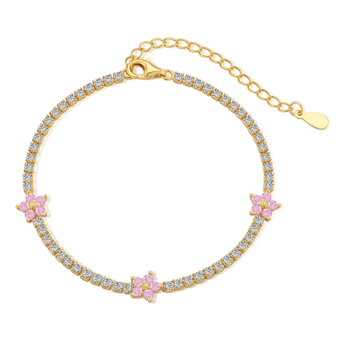 [LORA]Sparkling Flower Shape Tennis Bracelet