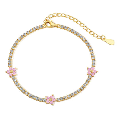 [LORA]Sparkling Flower Shape Tennis Bracelet