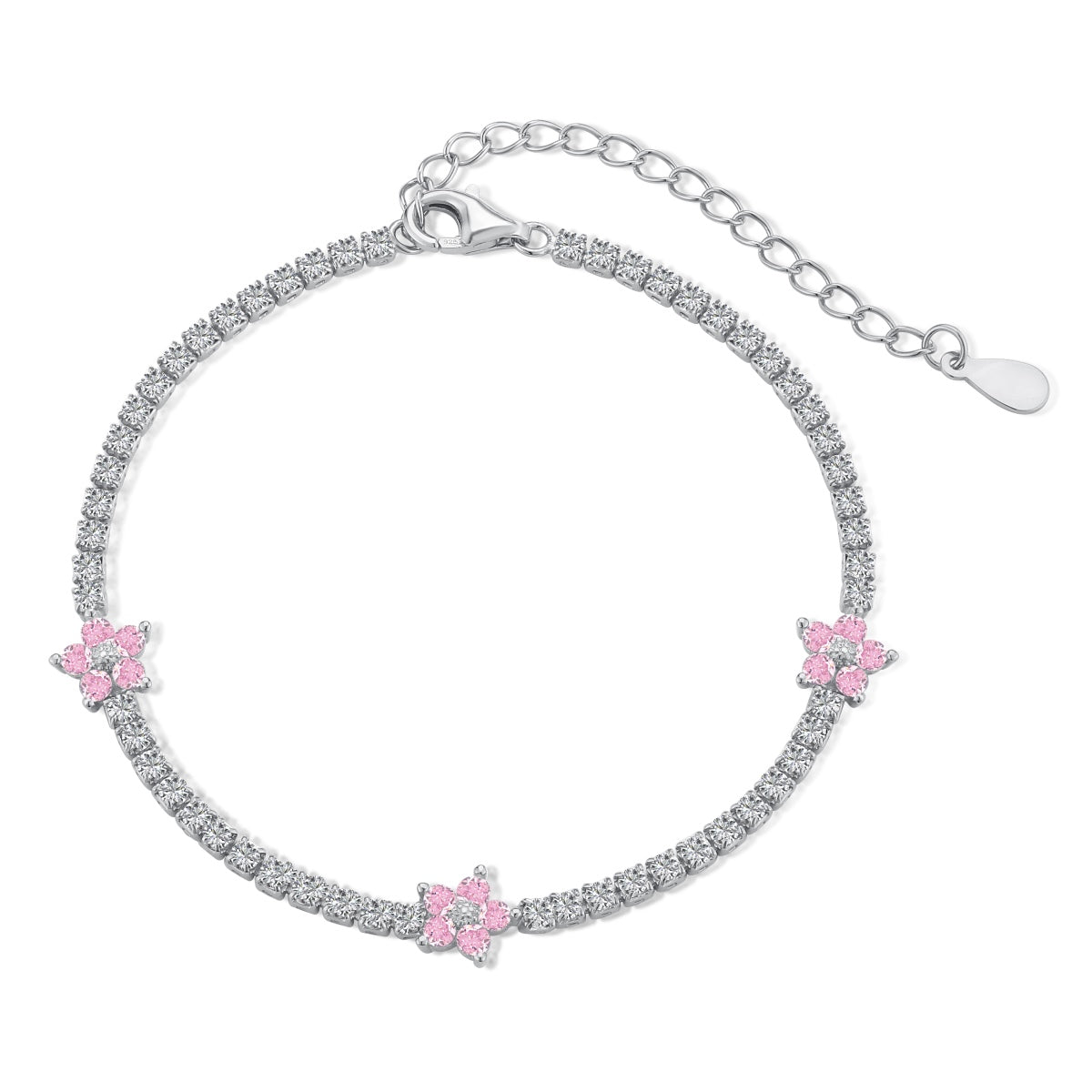 [LORA]Sparkling Flower Shape Tennis Bracelet