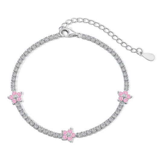 [LORA]Sparkling Flower Shape Tennis Bracelet