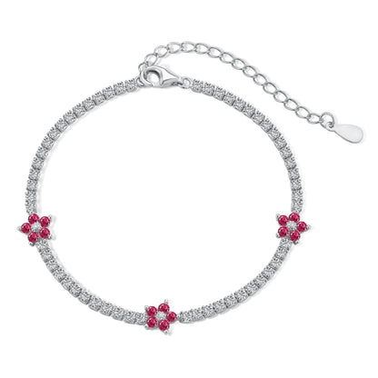 [LORA]Sparkling Flower Shape Tennis Bracelet