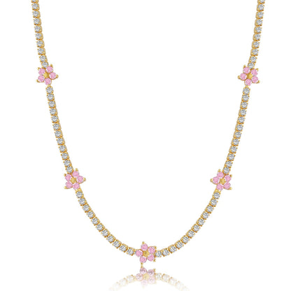 [LORA]Luxurious Colorful Flower Tennis Necklace
