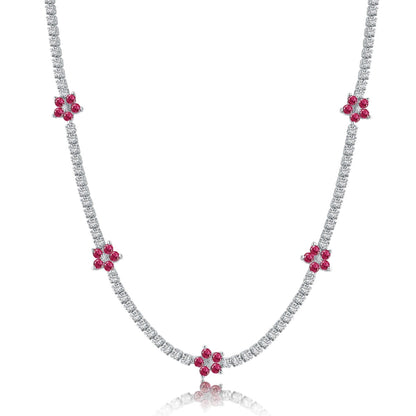 [LORA]Luxurious Colorful Flower Tennis Necklace
