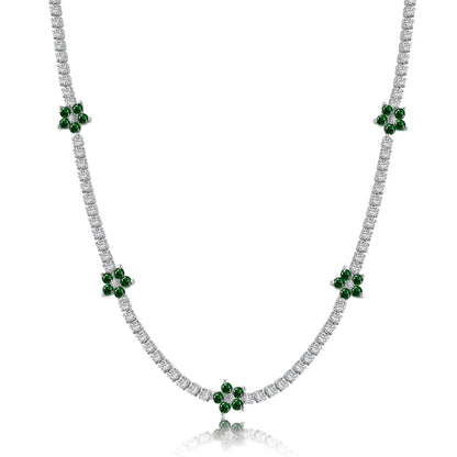 [LORA]Luxurious Colorful Flower Tennis Necklace