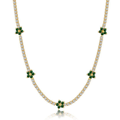 [LORA]Luxurious Colorful Flower Tennis Necklace