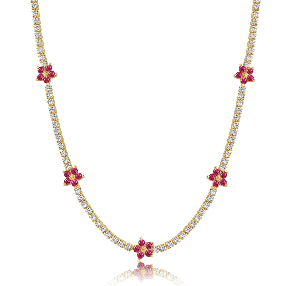 [LORA]Luxurious Colorful Flower Tennis Necklace