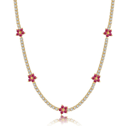 [LORA]Luxurious Colorful Flower Tennis Necklace
