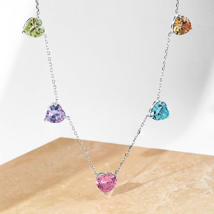 [LORA]Sparkling Colorful Heart Cut Necklace