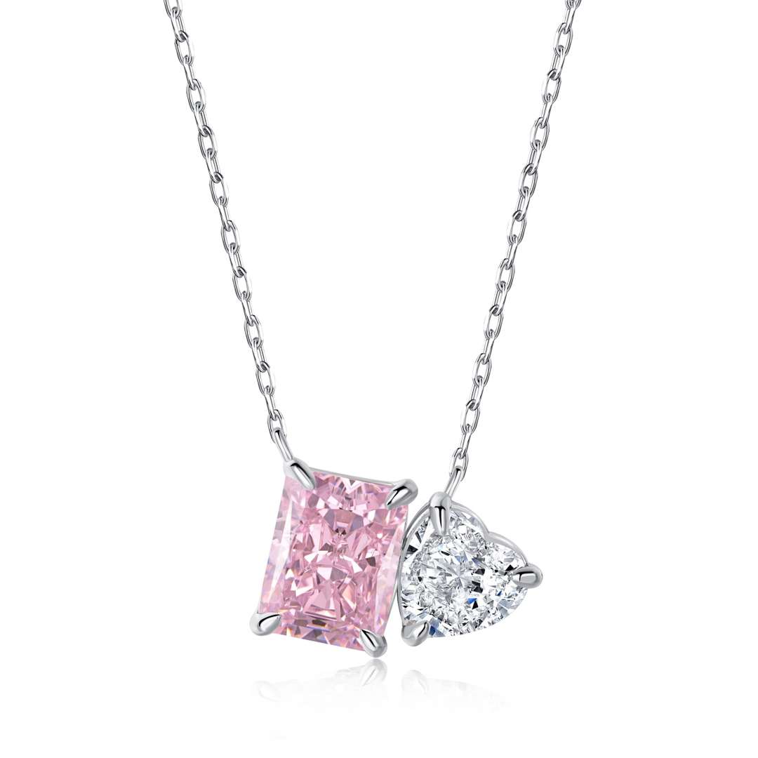 [LORA]Dazzling Square & Heart Shape Necklace