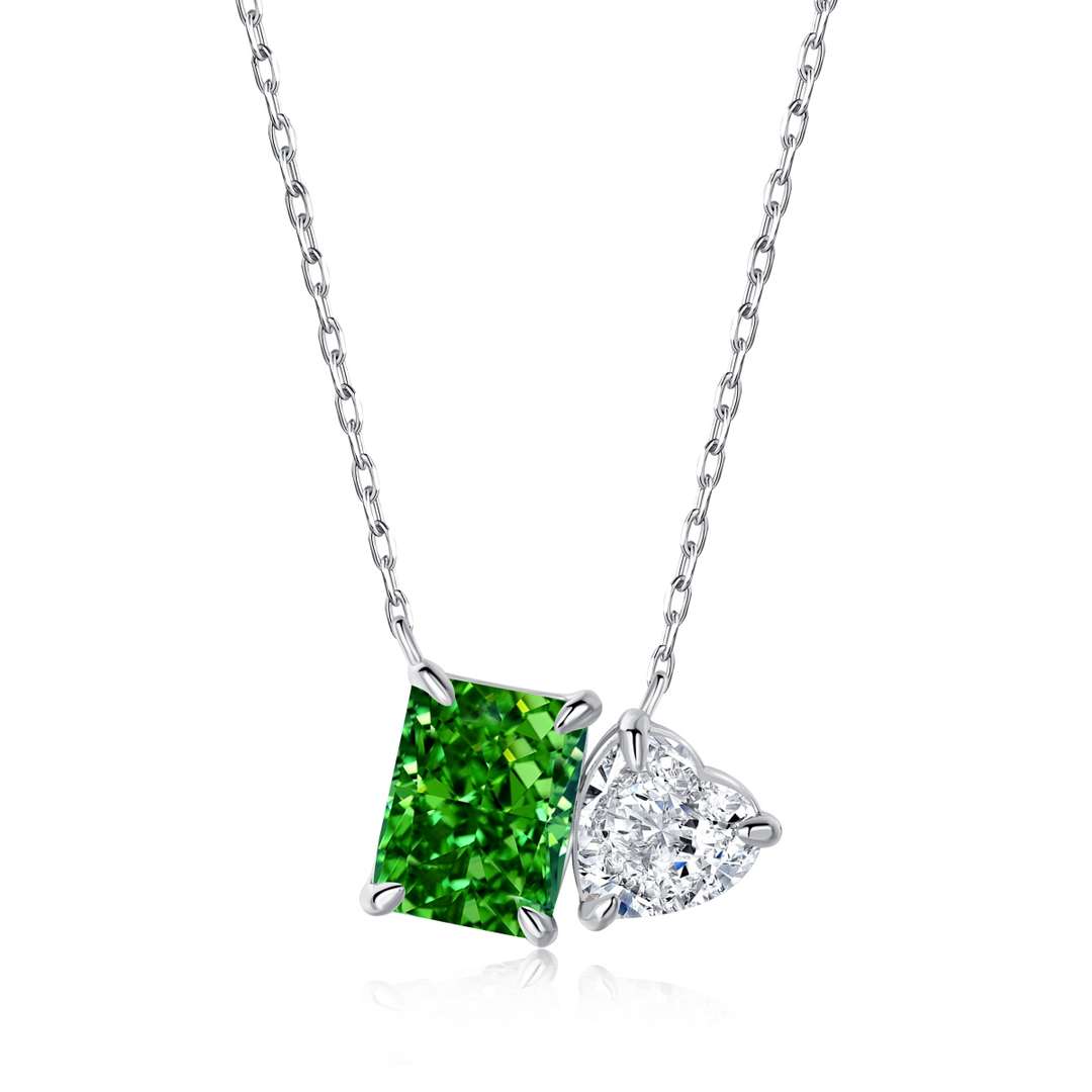 [LORA]Dazzling Square & Heart Shape Necklace