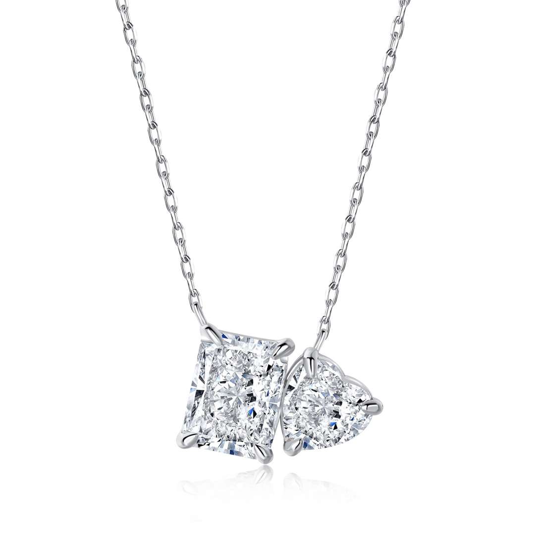 [LORA]Dazzling Square & Heart Shape Necklace