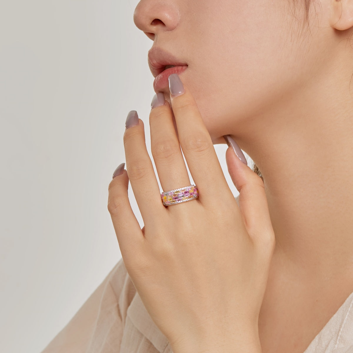 [LORA]Radiant Colorful Radiant Cut Daily Ring