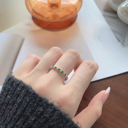 [LORA]Exquisite Colorful Round Cut Tennis Ring