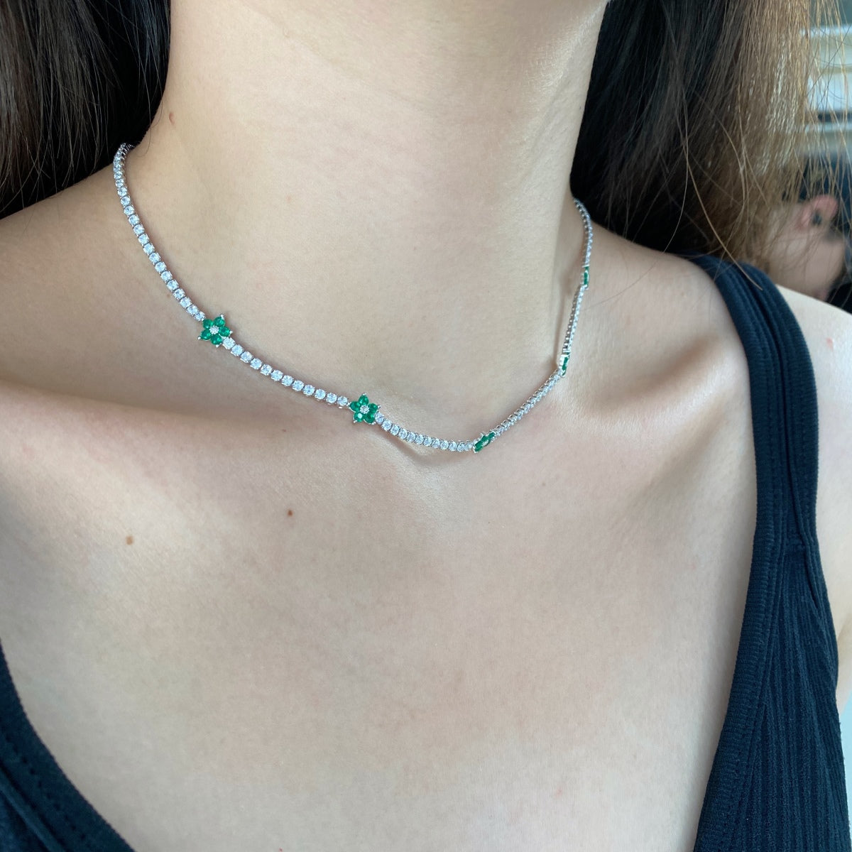 [LORA]Luxurious Colorful Flower Tennis Necklace