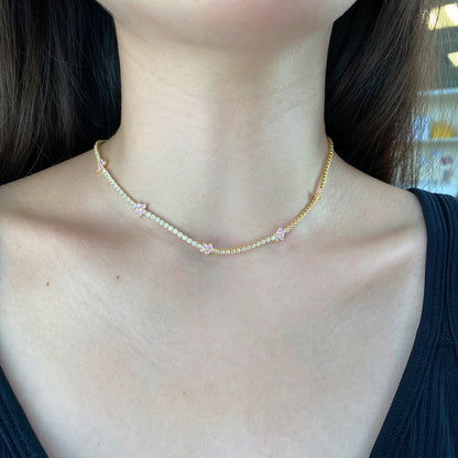 [LORA]Luxurious Colorful Flower Tennis Necklace