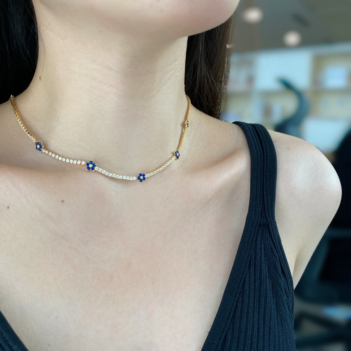 [LORA]Luxurious Colorful Flower Tennis Necklace