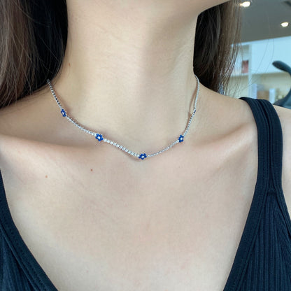 [LORA]Luxurious Colorful Flower Tennis Necklace