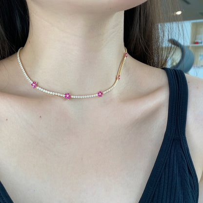 [LORA]Luxurious Colorful Flower Tennis Necklace