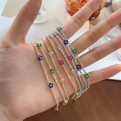 [LORA]Sparkling Flower Shape Tennis Bracelet