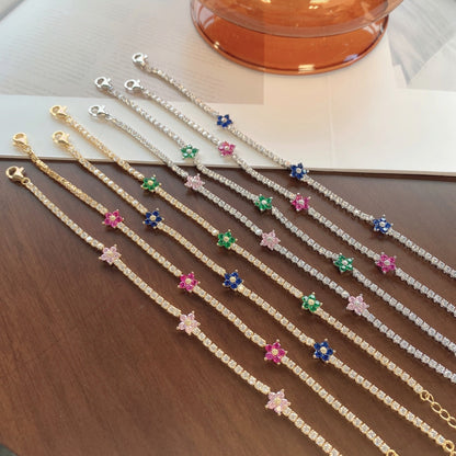 [LORA]Sparkling Flower Shape Tennis Bracelet