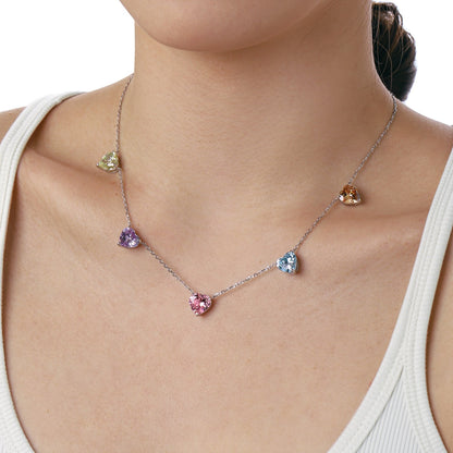 [LORA]Sparkling Colorful Heart Cut Necklace