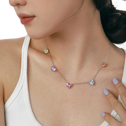 [LORA]Sparkling Colorful Heart Cut Necklace