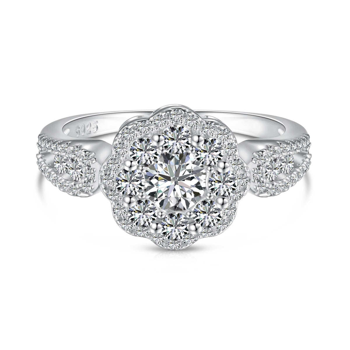 [LORA]Delicate Colorful Round Cut Flower Shape Wedding Ring